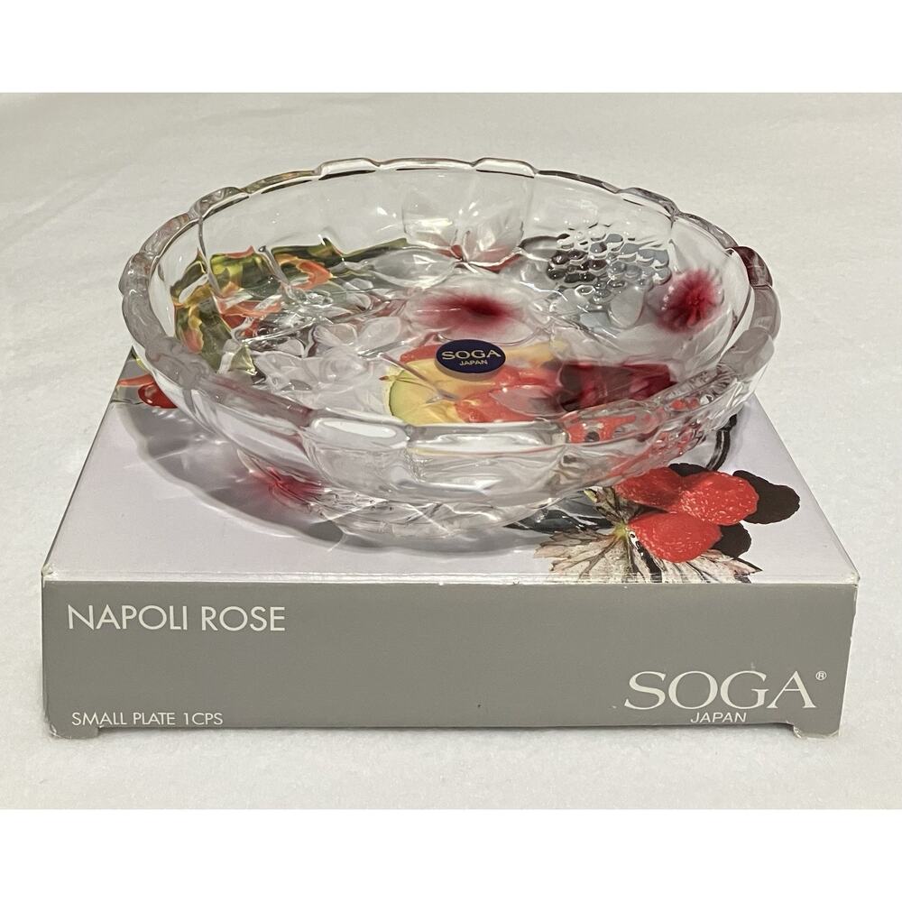 Small 6.5” Plate Dish Soga Glass Company Japan Napoli Rose A1898S NOB